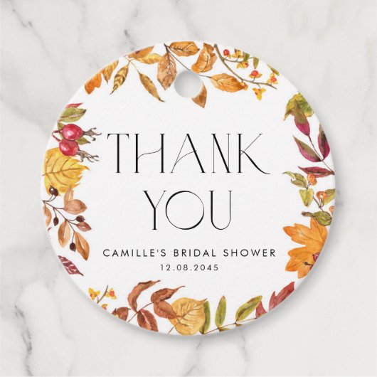 落ち葉のリース　ブライダルシャワーのお礼 フェイバータグ (正面)