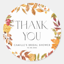 落ち葉のリース　ブライダルシャワーのお礼 ラウンドシール
