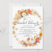 落ち葉のリース ブライダルシャワーのための朝食 招待状 (正面)