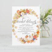 落ち葉のリース ブライダルシャワーのための朝食 招待状 (スタンド正面)