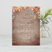 落ち葉のレンガのストリングライト オータムウェディング 招待状 (スタンド正面)