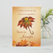 落ち葉の傘 ブライダルシャワーの招待状 招待状 (スタンド正面)