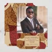 落ち葉の写真招待状 招待状 (正面/裏面)