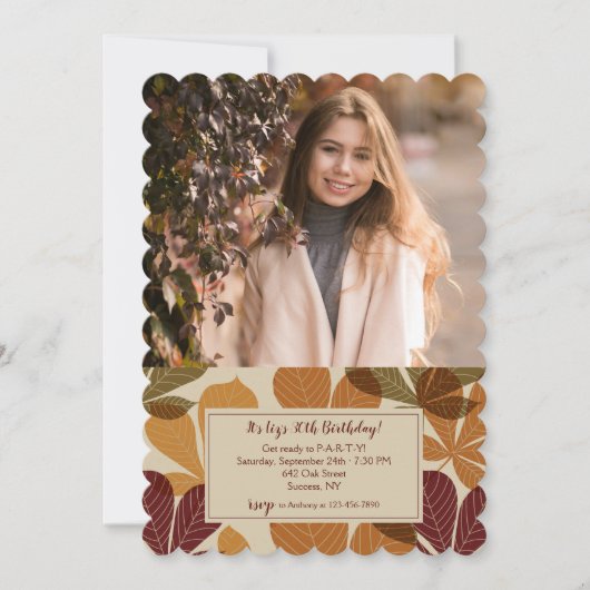 落ち葉の写真2 招待状 (正面)