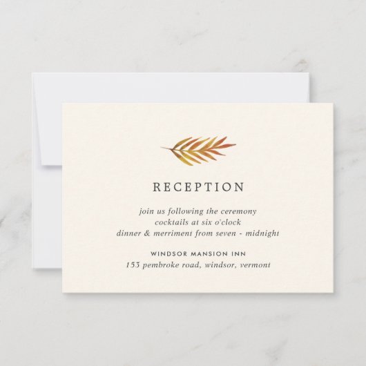 落ち葉の季節のレセプションハガキ 招待状 (正面)