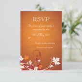 落ち葉の抽象的なデザインの出欠確認カード 出欠カード (スタンド正面)