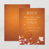 落ち葉の抽象的なデザインの出欠確認カード 出欠カード (正面/裏面)