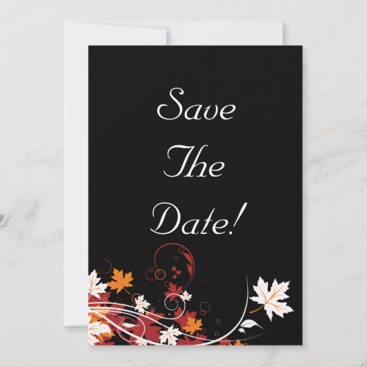 落ち葉の抽象的な結婚式の招待状「Save The Date」 招待状 (正面)