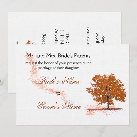 落ち葉の木 ウェディングラスト 招待状 (正面/裏面)