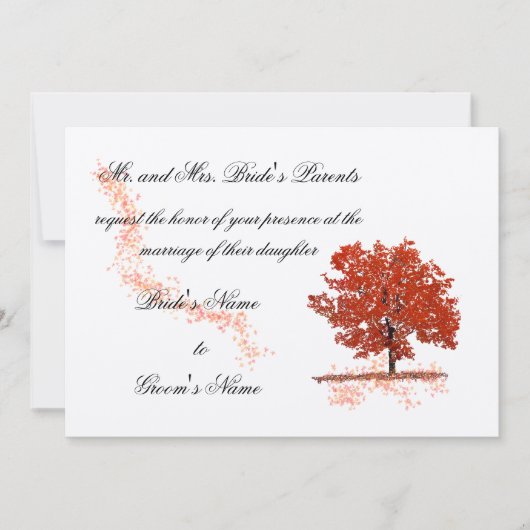 落ち葉の木 ウェディング 招待状 (正面)