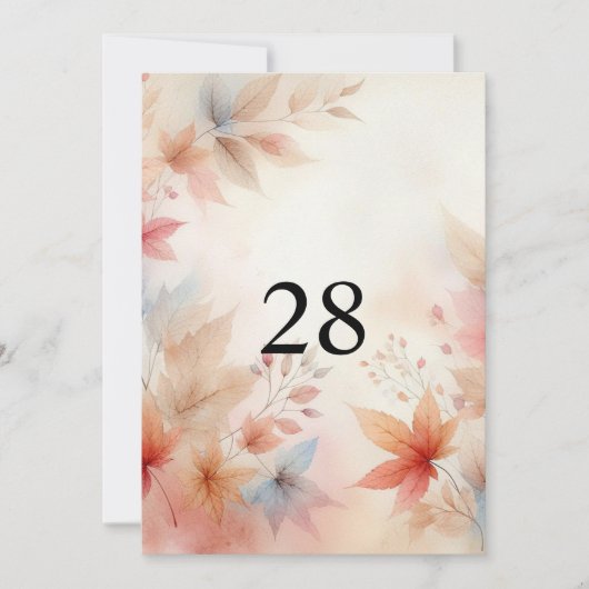 落ち葉の水彩ニュートラルカリグラフィーテキスト 招待状 (正面)