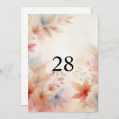 落ち葉の水彩ニュートラルカリグラフィーテキスト 招待状 (正面/裏面)