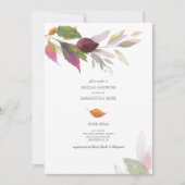 落ち葉の水彩画 ブライダルシャワー 招待状 (正面)