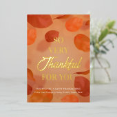 落ち葉の燃えるようなオレンジ色の葉 感謝の気持ちを込めて 箔シーズンカード (立ち正面)