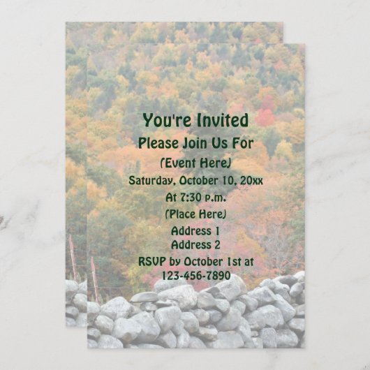 落ち葉の石垣 自然 招待状 (正面/裏面)