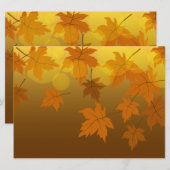 落ち葉の紅葉とぼけの秋の模様 招待状 (正面/裏面)