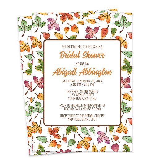 落ち葉の色が変わる ブライダルシャワー 招待状