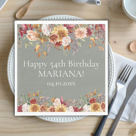 落ち葉の花 サージグリーンの誕生日パーティー スタンダードランチョンナプキン