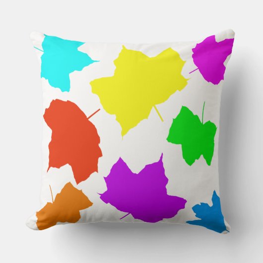 落ち葉の虹彩 マルチカラー 白 カスタムカラー クッション (正面)