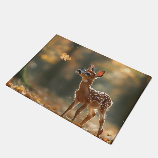 落ち葉を穏やかに見ているかわいい鳥|過去記事 ドアマット (アングル)