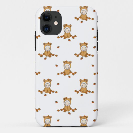 落ち葉パターンの可愛い秋の赤ちゃん Case-Mate iPhoneケース (裏面)
