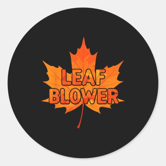 落ち葉ブロー 秋 ハロウィン 面白い カップル ラウンドシール (正面)