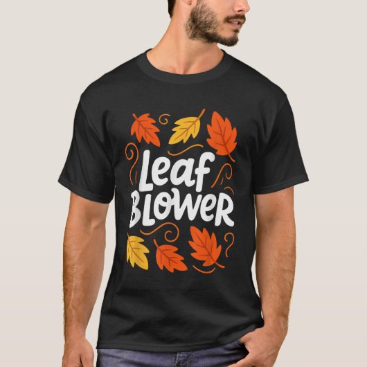 落ち葉吹き飛ばし 秋 落ち葉掃除 楽しい Tシャツ (正面)