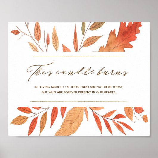 落ち葉 このキャンドルが燃える 結婚式 追悼 ポスター (正面)