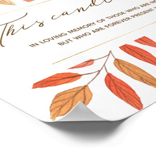 落ち葉 このキャンドルが燃える 結婚 記念 ポスター (角)