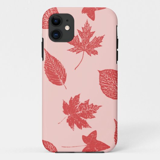 落ち葉 - コーラルオレンジとピンク Case-Mate iPhoneケース (裏面)