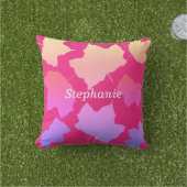 落ち葉 ピンク オンブレ ネーム テンプレート 可愛い アウトドアクッション (芝生)