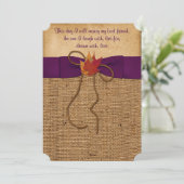 落ち葉 フォオ バーラップ 結婚式招待状 - 紫 招待状 (スタンド正面)