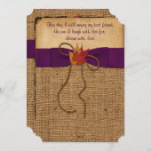 落ち葉 フォオ バーラップ 結婚式招待状 - 紫 招待状 (正面/裏面)