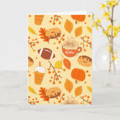 落ち葉 フットボール パンプキンスパイス柄 カード (黄色い花)