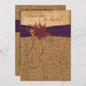 落ち葉、偽の麻のウェディング招待状 招待状 (正面/裏面)