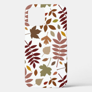 落ち葉 大柄 紅葉 白地 iPhone 12 PROケース