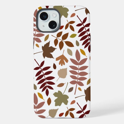 落ち葉 大柄 紅葉 白地 iPhoneケース (裏面)