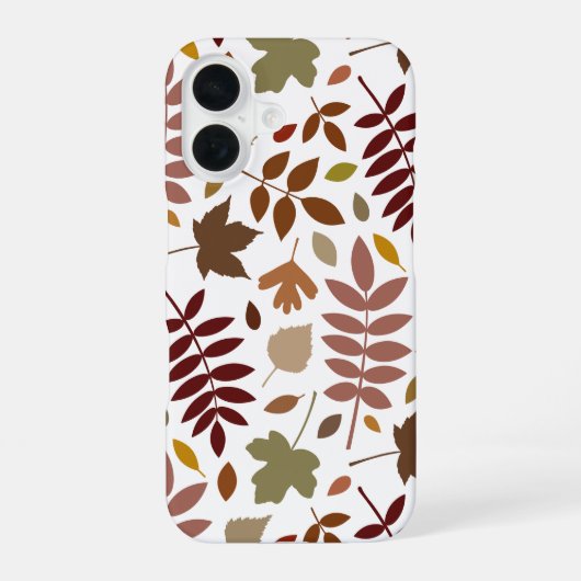 落ち葉 大柄 紅葉 白地 iPhone 16ケース (裏面)