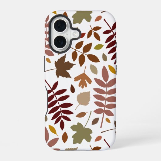 落ち葉 大柄 紅葉 白地 iPhone 16ケース (裏面)