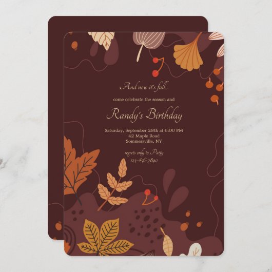 落ち葉 招待状 (正面/裏面)