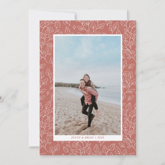 落ち葉 | 現代の秋の結婚記念日 招待状 (裏面)