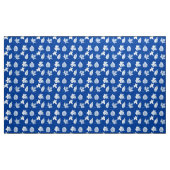 落ち葉 - 白とコバルトブルー ファブリック (ヤード)