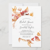 落ち葉 | 白とバーガンディーの結婚前お披露目 招待状 (正面)