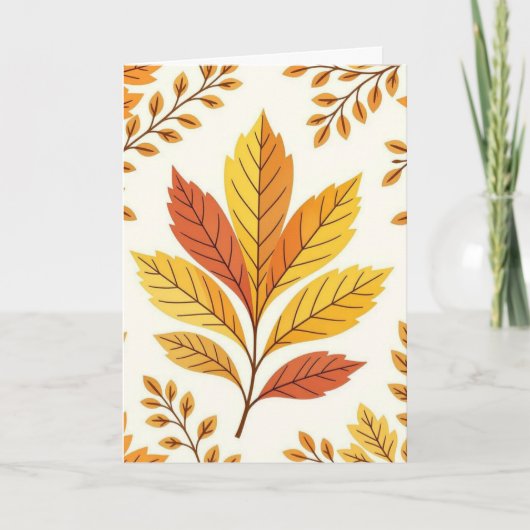 落ち葉 秋の感謝祭 折りたたみ式グリーティングカード サンキューカード (正面)