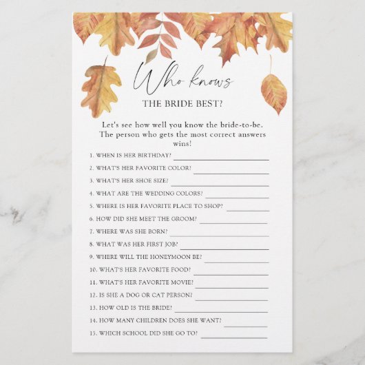 落ち葉 - 花嫁のことを誰が一番知っているゲーム (正面)