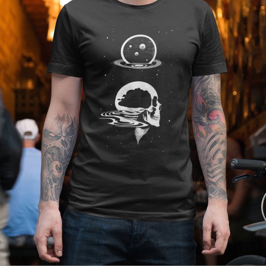 落ち込んだ宇宙スカル。無限失ったの心 Tシャツ