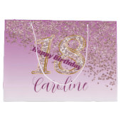 落下かわいらしバラ金ゴールドグリッター18誕生日 ラージペーパーバッグ (裏面)