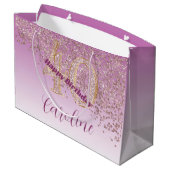 落下かわいらしバラ金ゴールドグリッター40歳の誕生日 ラージペーパーバッグ (裏面アングル)