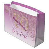 落下かわいらしバラ金ゴールドグリッター70誕生日 ラージペーパーバッグ (裏面アングル)