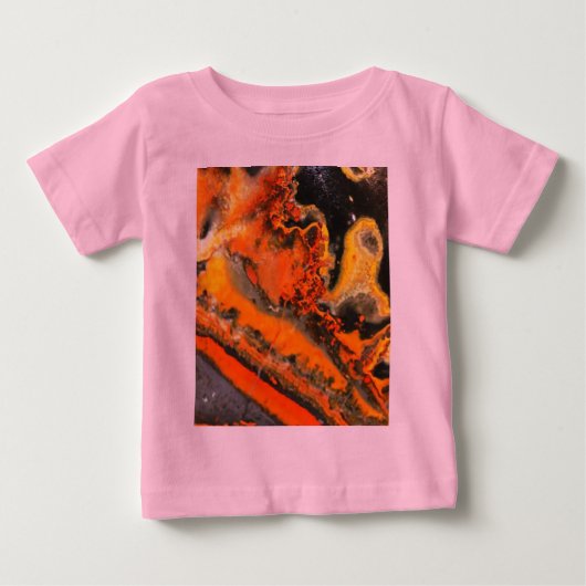 落下するオレンジ色の石の渦巻き ベビーTシャツ (正面)
